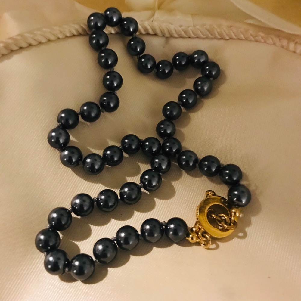 CAROLEE Black & Grey Glass Faux Pearl Choker